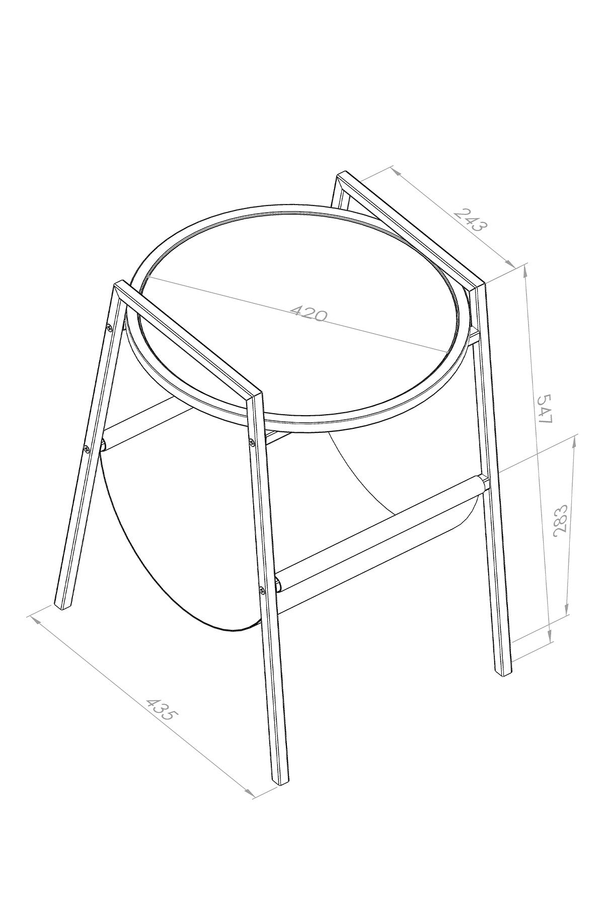 Palermo Gazetelikli Side Table Kırılmaz Füme Camlı